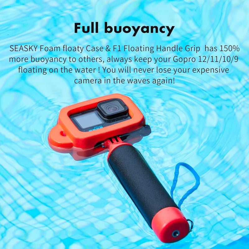 SEASKY Foam Floaty case & F1 Floating Handle Grip Kit Accessories for Gopro Hero 13/12/11/10/9 Sports Action Camera - Image 2